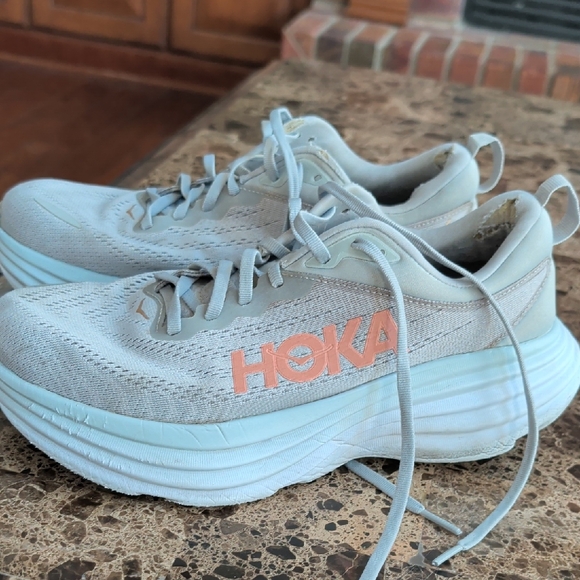 Hoka Shoes - Hoka Women's Sneakers in Sky Blue and Coral